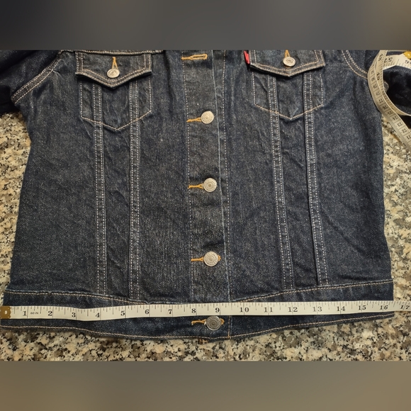 Levi's Jean Jacket Womens Medium Size Dark Blue - Picture 6 of 13